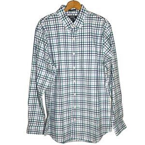 LANDS END Shirt, White/Plaid size L/T